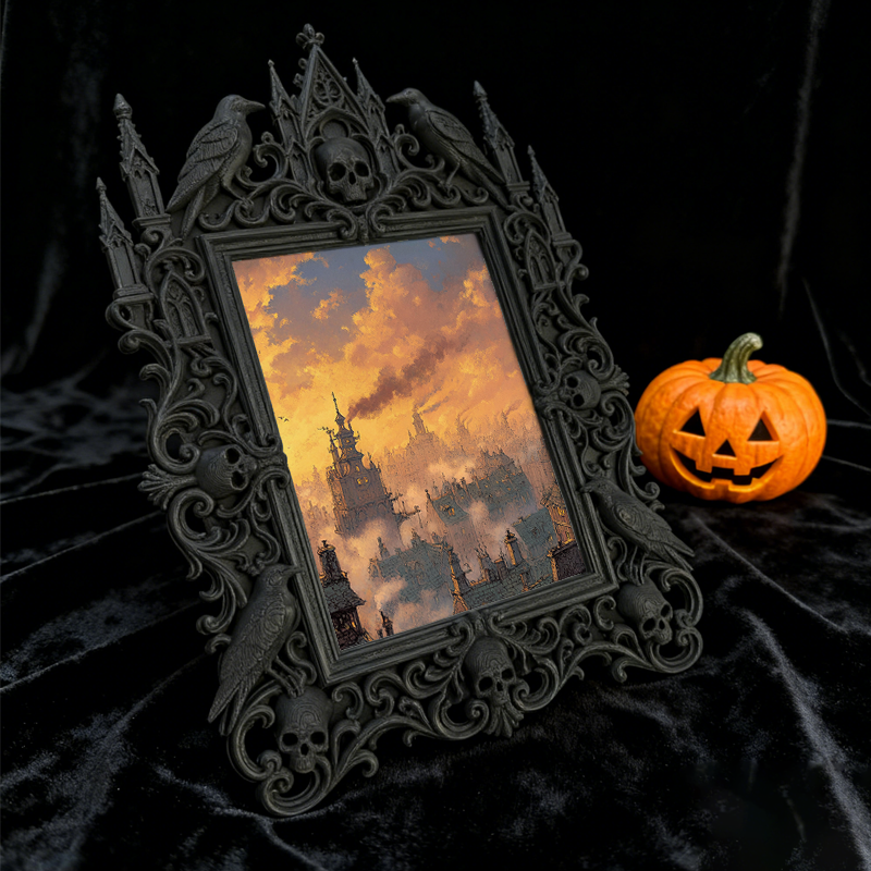 Premium Gothic Dark-style Photo Frame | Gothic Apothecary Shop Decor, Photo Ornament, Wall-mountable & Tabletop, Waterproof Vintage Plastic 
