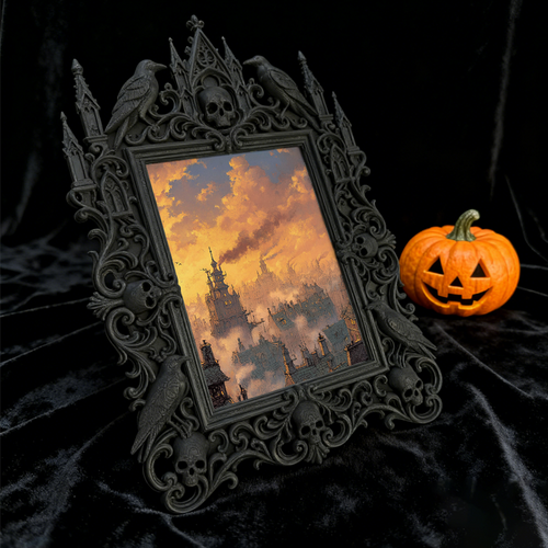 Premium Gothic Dark-style Photo Frame | Gothic Apothecary Shop Decor, Photo Ornament, Wall-mountable & Tabletop, Waterproof Vintage Plastic 