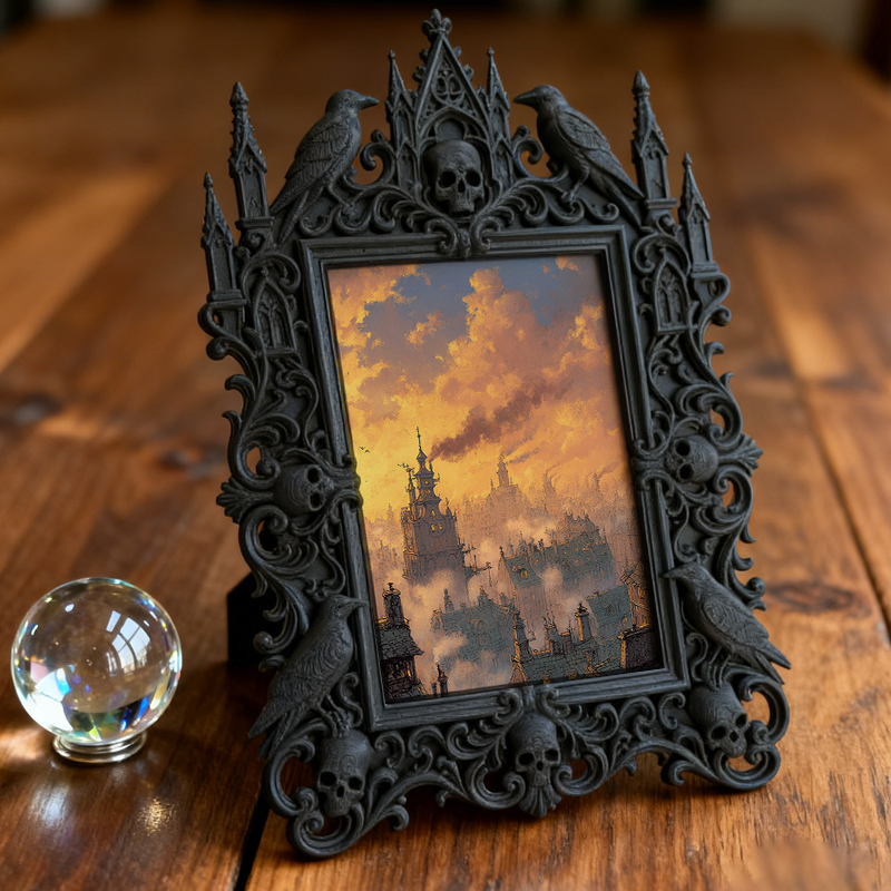 Premium Gothic Dark-style Photo Frame | Gothic Apothecary Shop Decor, Photo Ornament, Wall-mountable & Tabletop, Waterproof Vintage Plastic 