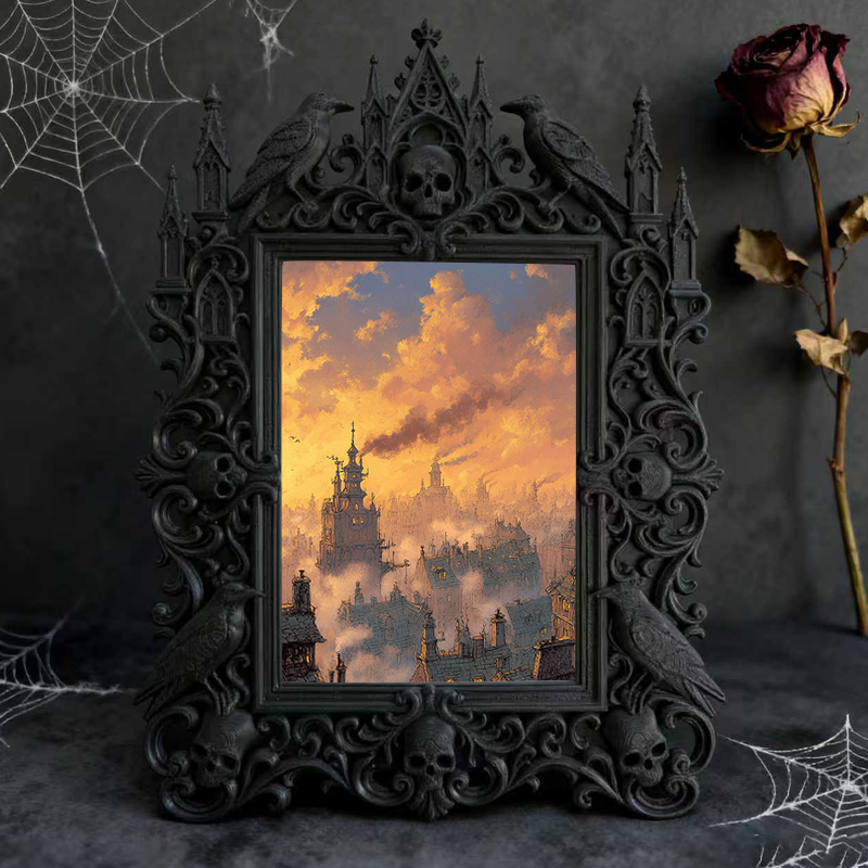 Premium Gothic Dark-style Photo Frame | Gothic Apothecary Shop Decor, Photo Ornament, Wall-mountable & Tabletop, Waterproof Vintage Plastic 