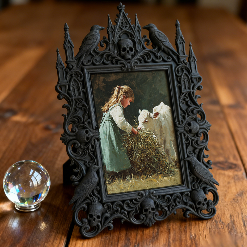 Popular Gothic Dark-style Photo Frame | Dark Fantasy LARP Camp Decor, Photo Ornament, Wall/Table Dual-use, Waterproof Foldable Frame