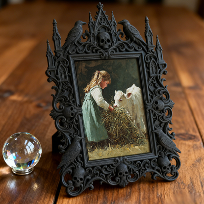 Popular Gothic Dark-style Photo Frame | Dark Fantasy LARP Camp Decor, Photo Ornament, Wall/Table Dual-use, Waterproof Foldable Frame