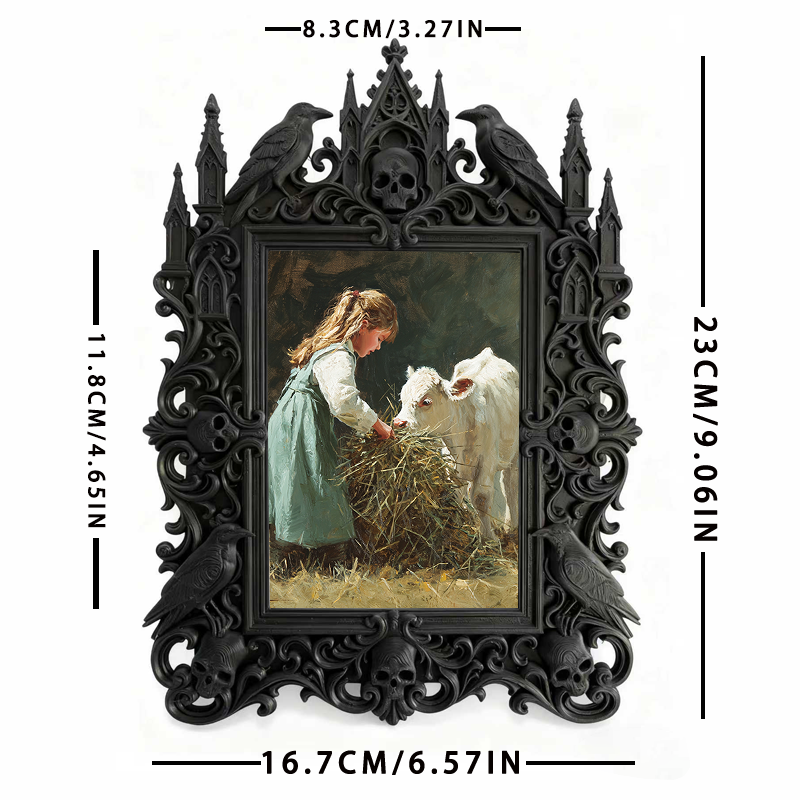 Popular Gothic Dark-style Photo Frame | Dark Fantasy LARP Camp Decor, Photo Ornament, Wall/Table Dual-use, Waterproof Foldable Frame
