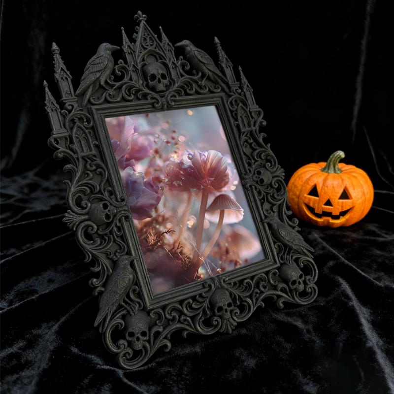 Top-rated Gothic Dark-style Photo Frame | Halloween Haunted Hayride Booth Decor, Photo Ornament, Dual-use Display, Waterproof Holiday Frame