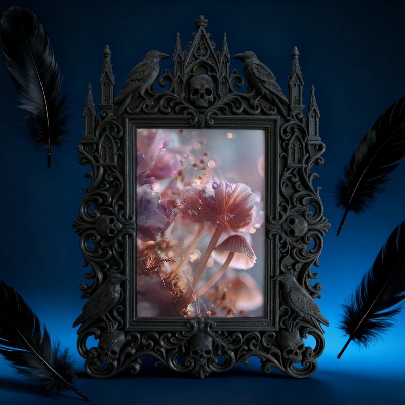 Top-rated Gothic Dark-style Photo Frame | Halloween Haunted Hayride Booth Decor, Photo Ornament, Dual-use Display, Waterproof Holiday Frame