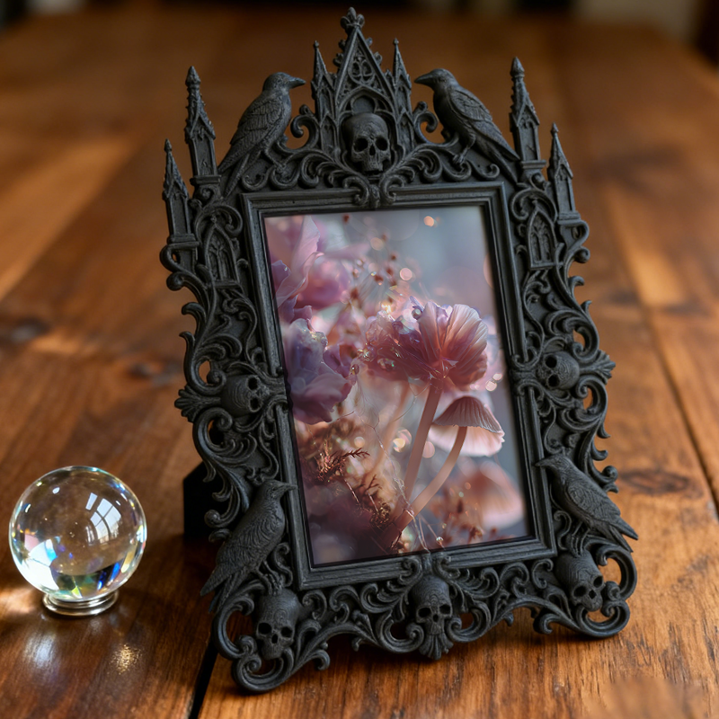 Top-rated Gothic Dark-style Photo Frame | Halloween Haunted Hayride Booth Decor, Photo Ornament, Dual-use Display, Waterproof Holiday Frame
