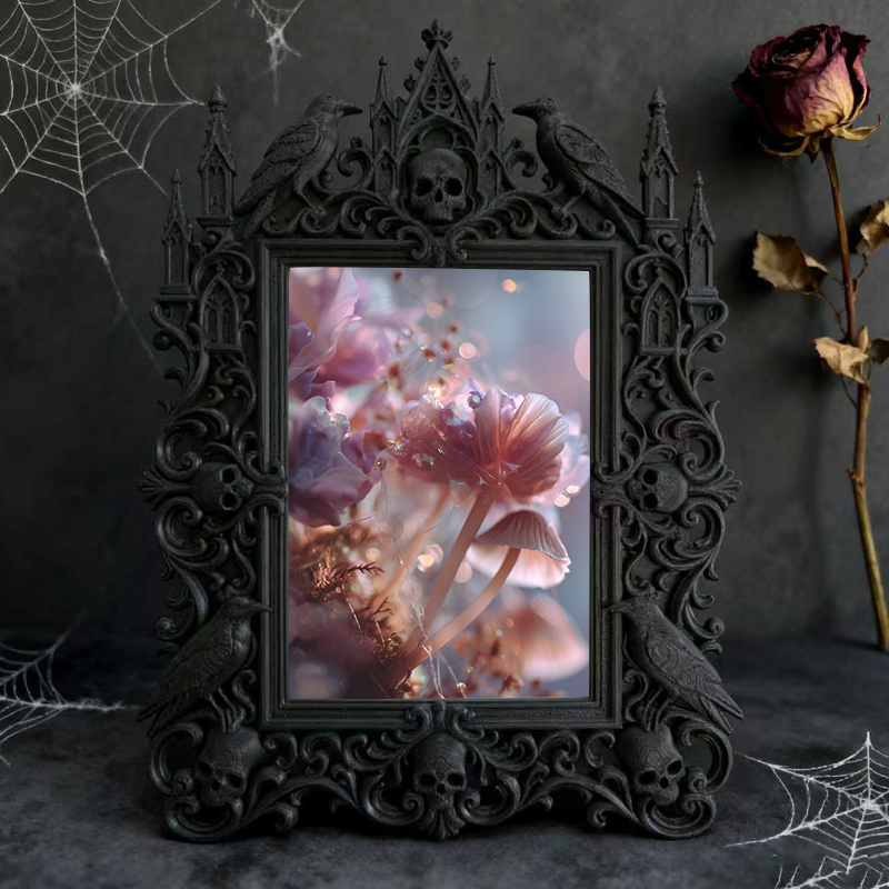 Top-rated Gothic Dark-style Photo Frame | Halloween Haunted Hayride Booth Decor, Photo Ornament, Dual-use Display, Waterproof Holiday Frame
