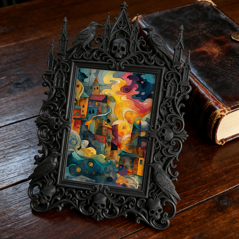 Hot-selling Gothic Dark-style Photo Frame | Gothic Themed Escape Game Booth Decor, Photo Ornament, Wall/Table Dual-use, Waterproof Fun Plast