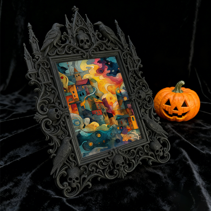 Hot-selling Gothic Dark-style Photo Frame | Gothic Themed Escape Game Booth Decor, Photo Ornament, Wall/Table Dual-use, Waterproof Fun Plast