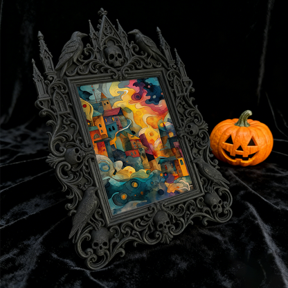 Hot-selling Gothic Dark-style Photo Frame | Gothic Themed Escape Game Booth Decor, Photo Ornament, Wall/Table Dual-use, Waterproof Fun Plast