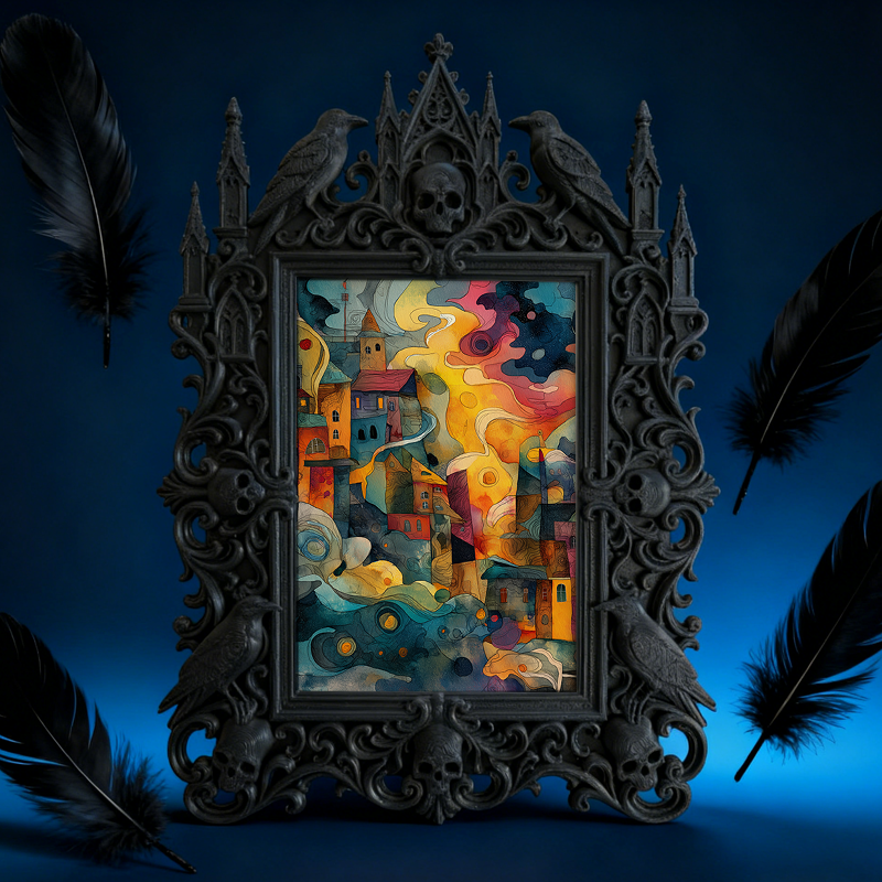 Hot-selling Gothic Dark-style Photo Frame | Gothic Themed Escape Game Booth Decor, Photo Ornament, Wall/Table Dual-use, Waterproof Fun Plast