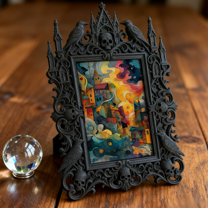 Hot-selling Gothic Dark-style Photo Frame | Gothic Themed Escape Game Booth Decor, Photo Ornament, Wall/Table Dual-use, Waterproof Fun Plast