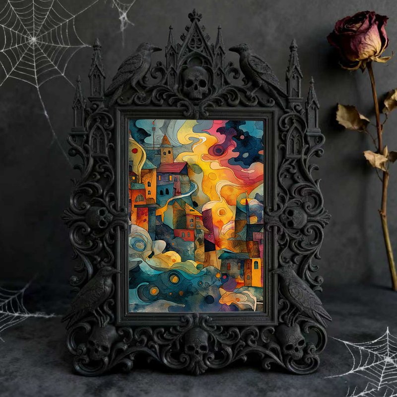 Hot-selling Gothic Dark-style Photo Frame | Gothic Themed Escape Game Booth Decor, Photo Ornament, Wall/Table Dual-use, Waterproof Fun Plast