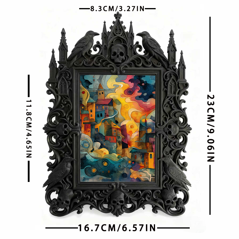 Hot-selling Gothic Dark-style Photo Frame | Gothic Themed Escape Game Booth Decor, Photo Ornament, Wall/Table Dual-use, Waterproof Fun Plast