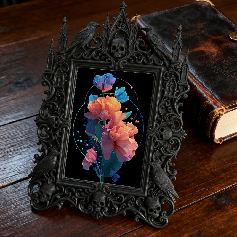 Premium Gothic Dark-style Photo Frame | Gothic Taxidermy Art Studio Decor, Photo Ornament, Wall-mountable & Tabletop, Waterproof Shockproof 