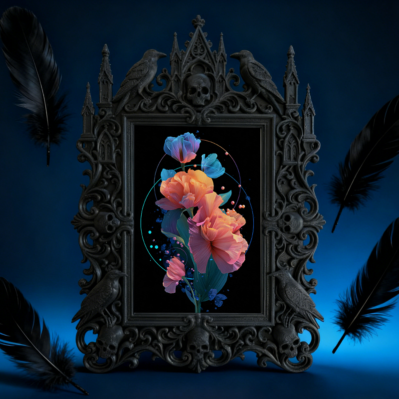 Premium Gothic Dark-style Photo Frame | Gothic Taxidermy Art Studio Decor, Photo Ornament, Wall-mountable & Tabletop, Waterproof Shockproof 