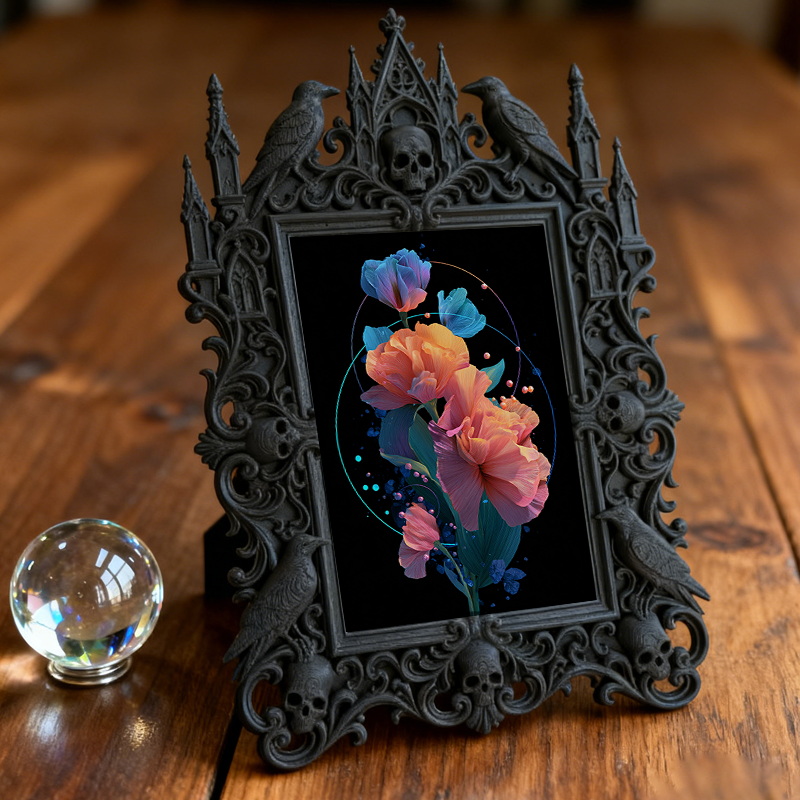 Premium Gothic Dark-style Photo Frame | Gothic Taxidermy Art Studio Decor, Photo Ornament, Wall-mountable & Tabletop, Waterproof Shockproof 
