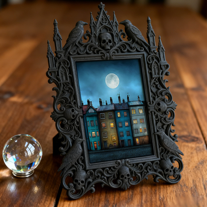 Popular Gothic Dark-style Photo Frame | Vampire Themed Coffee Shop Decor, Photo Ornament, Wall/Table Dual-use, Waterproof Rustic Plastic Fra