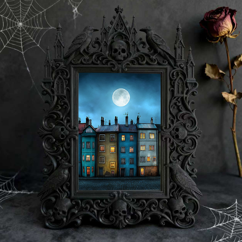 Popular Gothic Dark-style Photo Frame | Vampire Themed Coffee Shop Decor, Photo Ornament, Wall/Table Dual-use, Waterproof Rustic Plastic Fra
