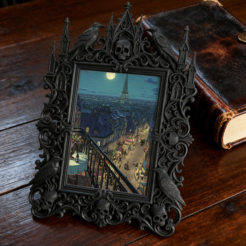 Exclusive Gothic Dark-style Photo Frame | Witchy Palmistry Reading Booth Decor, Photo Ornament, Wall-mountable & Tabletop, Waterproof Plasti
