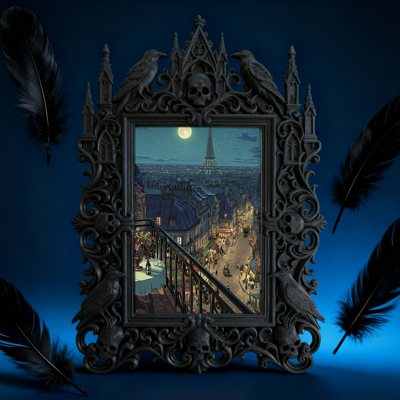 Exclusive Gothic Dark-style Photo Frame | Witchy Palmistry Reading Booth Decor, Photo Ornament, Wall-mountable & Tabletop, Waterproof Plasti