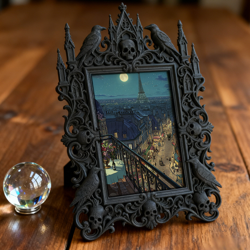 Exclusive Gothic Dark-style Photo Frame | Witchy Palmistry Reading Booth Decor, Photo Ornament, Wall-mountable & Tabletop, Waterproof Plasti