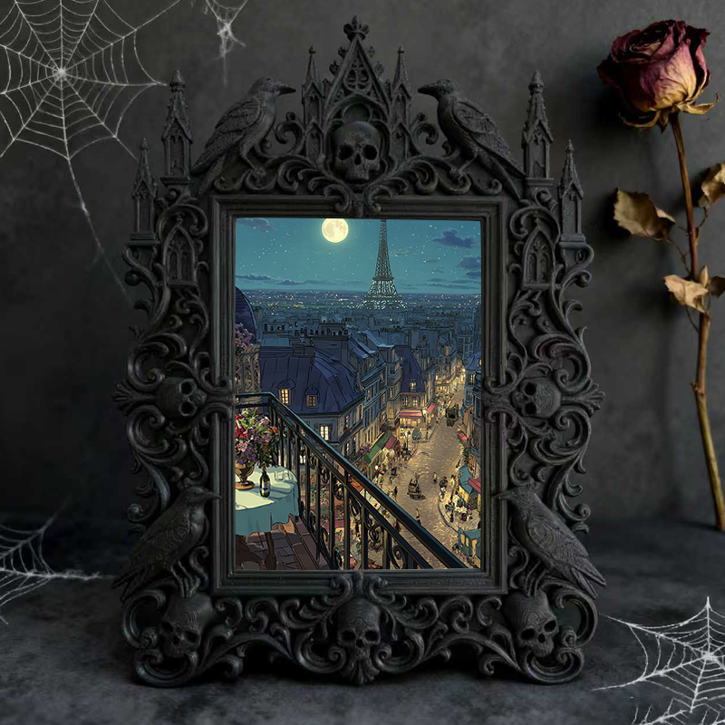 Exclusive Gothic Dark-style Photo Frame | Witchy Palmistry Reading Booth Decor, Photo Ornament, Wall-mountable & Tabletop, Waterproof Plasti