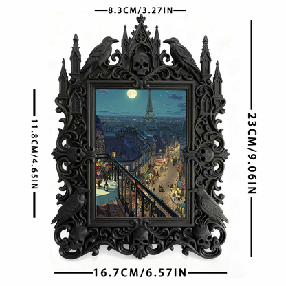 Exclusive Gothic Dark-style Photo Frame | Witchy Palmistry Reading Booth Decor, Photo Ornament, Wall-mountable & Tabletop, Waterproof Plasti