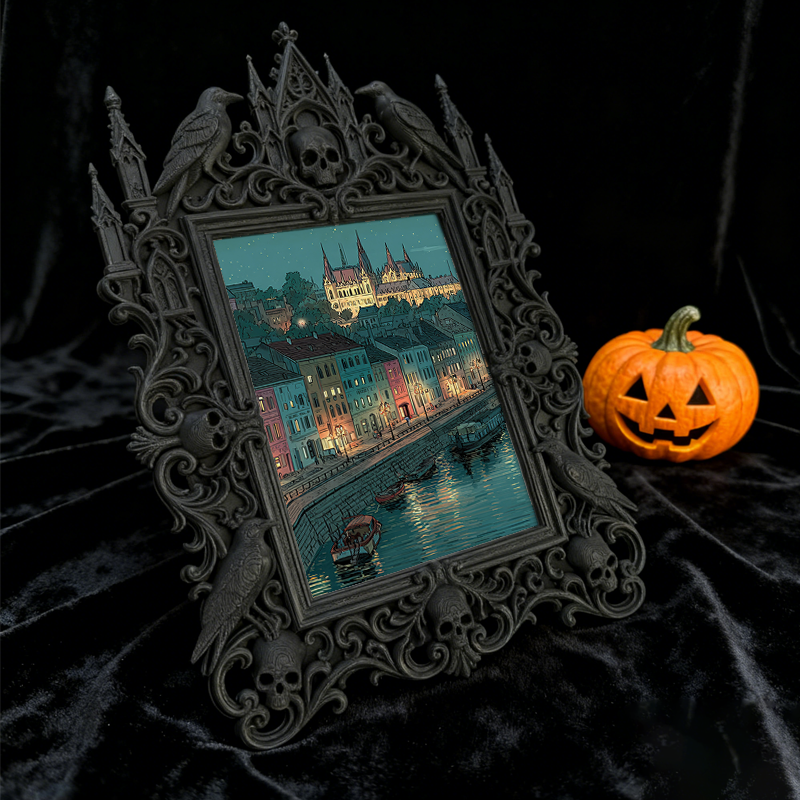 Chic Gothic Dark-style Photo Frame | Dark Leather Craft Studio Display, Photo Ornament, Wall/Table Dual-use, Scratch-resistant Waterproof Fr