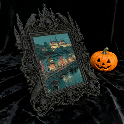 Chic Gothic Dark-style Photo Frame | Dark Leather Craft Studio Display, Photo Ornament, Wall/Table Dual-use, Scratch-resistant Waterproof Fr