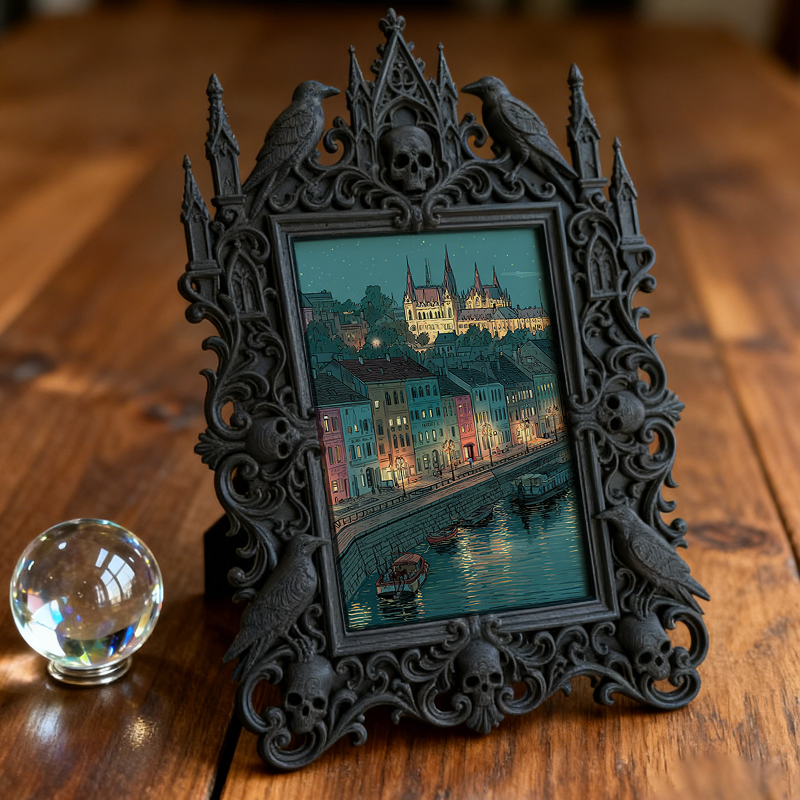 Chic Gothic Dark-style Photo Frame | Dark Leather Craft Studio Display, Photo Ornament, Wall/Table Dual-use, Scratch-resistant Waterproof Fr