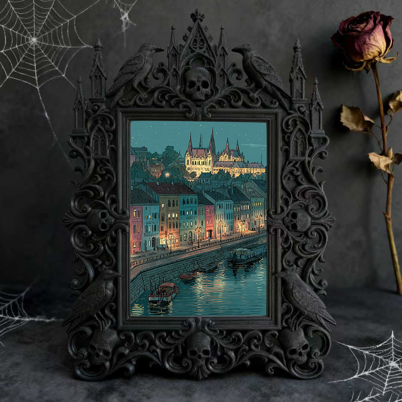 Chic Gothic Dark-style Photo Frame | Dark Leather Craft Studio Display, Photo Ornament, Wall/Table Dual-use, Scratch-resistant Waterproof Fr
