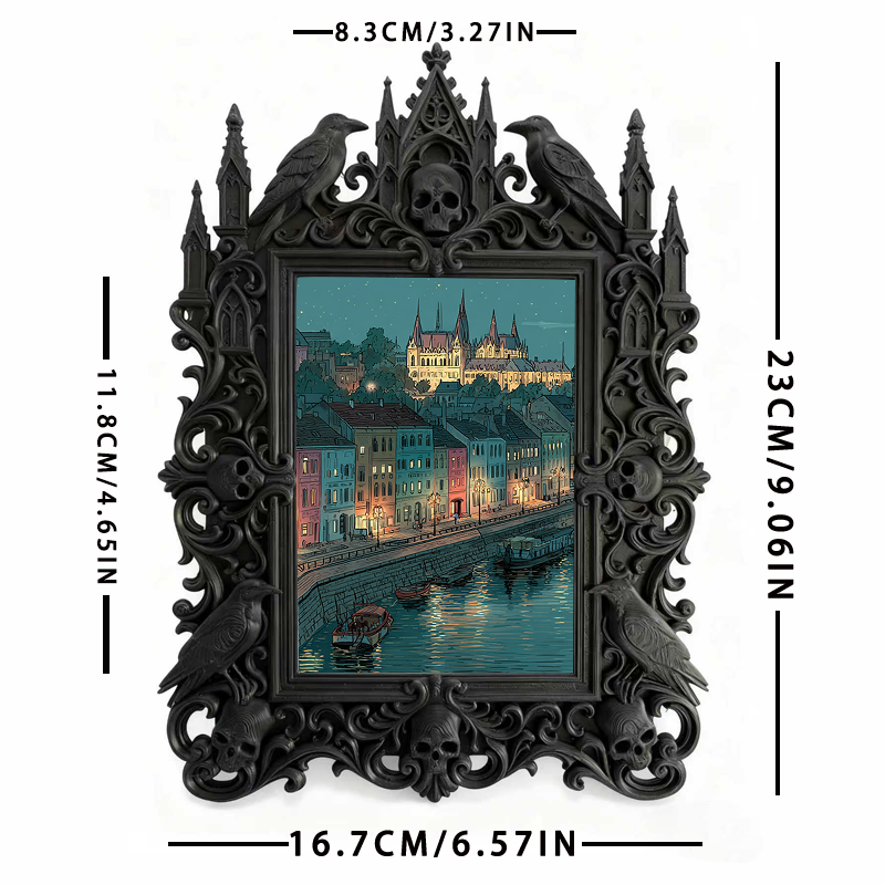 Chic Gothic Dark-style Photo Frame | Dark Leather Craft Studio Display, Photo Ornament, Wall/Table Dual-use, Scratch-resistant Waterproof Fr