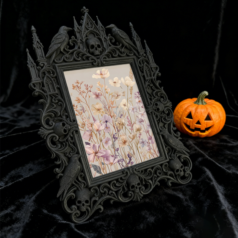 Sleek Gothic Dark-style Photo Frame | Occult Candle Wax Seal Studio Decor, Photo Ornament, Wall-mountable & Tabletop, Vintage Waterproof Fra