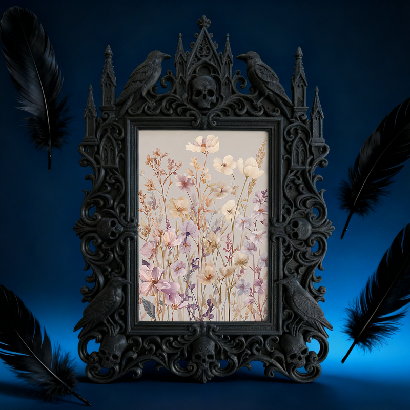 Sleek Gothic Dark-style Photo Frame | Occult Candle Wax Seal Studio Decor, Photo Ornament, Wall-mountable & Tabletop, Vintage Waterproof Fra