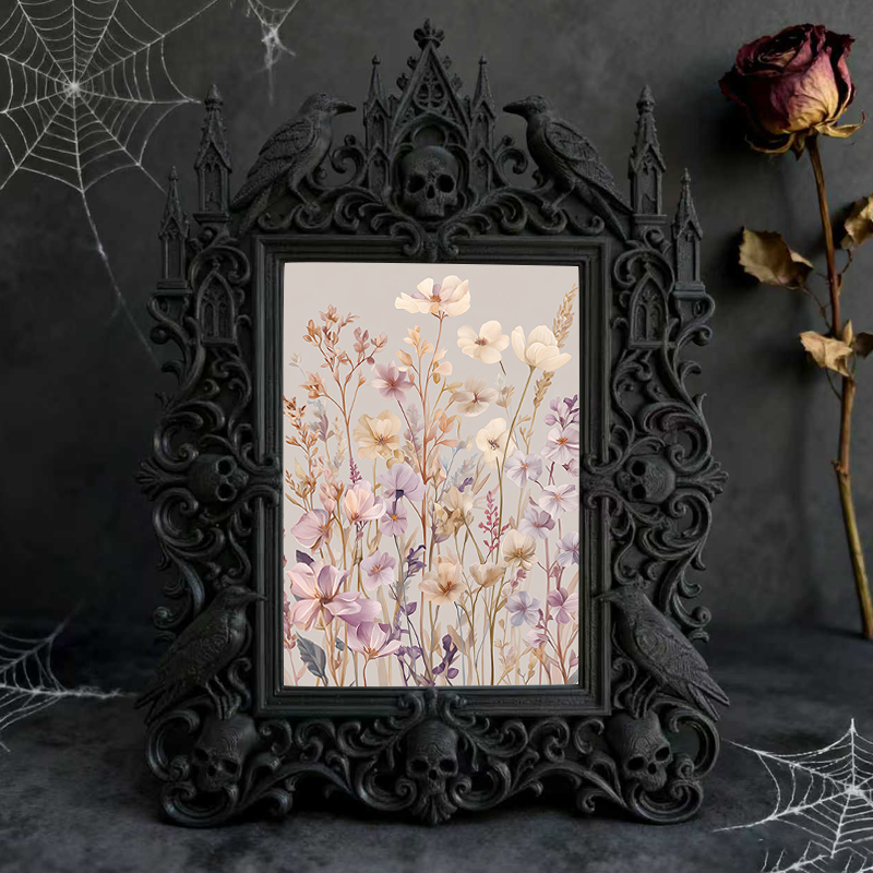 Sleek Gothic Dark-style Photo Frame | Occult Candle Wax Seal Studio Decor, Photo Ornament, Wall-mountable & Tabletop, Vintage Waterproof Fra