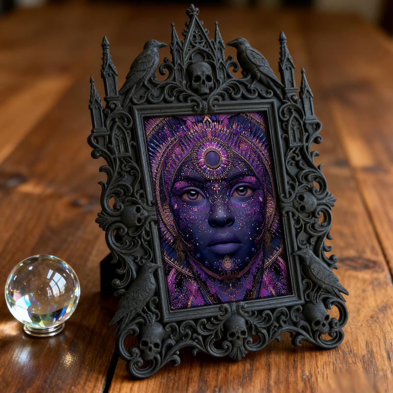 Sleek Gothic Dark-style Photo Frame | Dark Calligraphy Ink Studio Decor, Photo Ornament, Wall/Table Dual-use, Stain-resistant Waterproof Fra