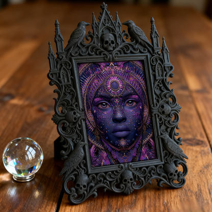 Sleek Gothic Dark-style Photo Frame | Dark Calligraphy Ink Studio Decor, Photo Ornament, Wall/Table Dual-use, Stain-resistant Waterproof Fra