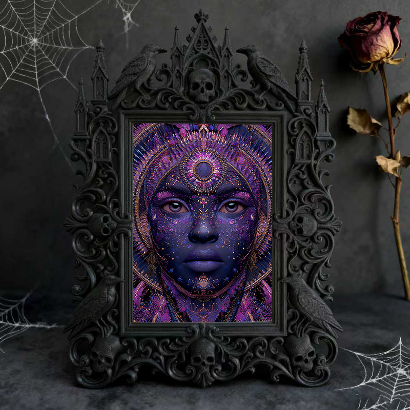 Sleek Gothic Dark-style Photo Frame | Dark Calligraphy Ink Studio Decor, Photo Ornament, Wall/Table Dual-use, Stain-resistant Waterproof Fra