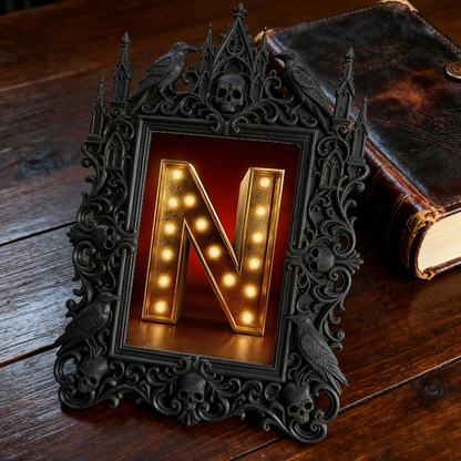 Exclusive Gothic Dark-style Photo Frame | Witchy Crystal Gridding Nook Decor, Photo Ornament, Wall-mountable & Tabletop, Lightweight Waterpr
