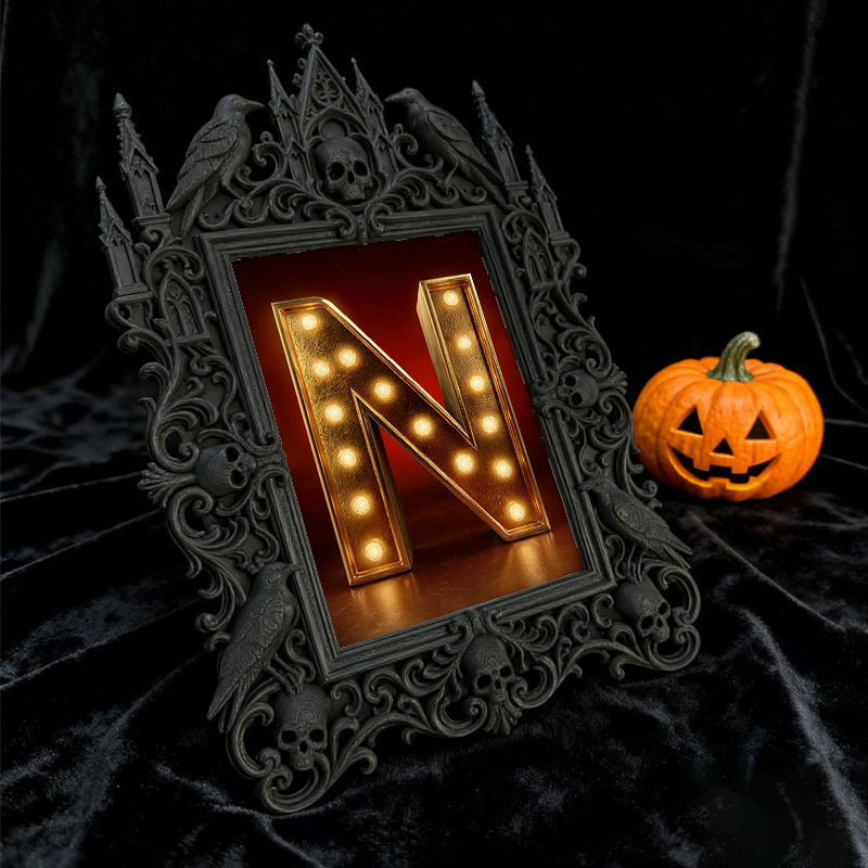 Exclusive Gothic Dark-style Photo Frame | Witchy Crystal Gridding Nook Decor, Photo Ornament, Wall-mountable & Tabletop, Lightweight Waterpr