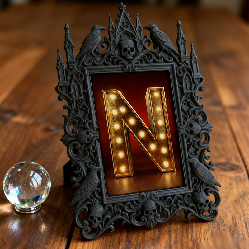 Exclusive Gothic Dark-style Photo Frame | Witchy Crystal Gridding Nook Decor, Photo Ornament, Wall-mountable & Tabletop, Lightweight Waterpr