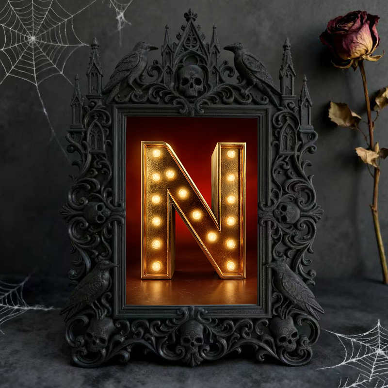 Exclusive Gothic Dark-style Photo Frame | Witchy Crystal Gridding Nook Decor, Photo Ornament, Wall-mountable & Tabletop, Lightweight Waterpr
