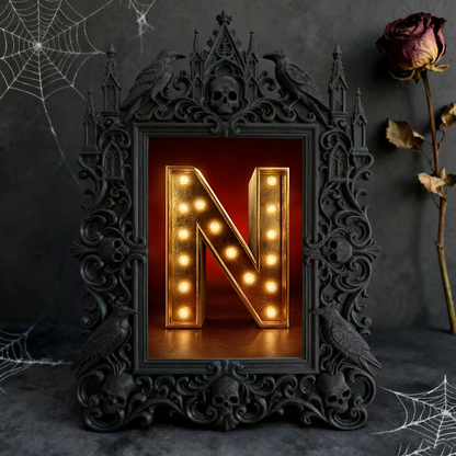 Exclusive Gothic Dark-style Photo Frame | Witchy Crystal Gridding Nook Decor, Photo Ornament, Wall-mountable & Tabletop, Lightweight Waterpr