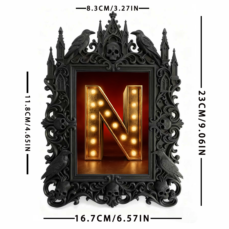 Exclusive Gothic Dark-style Photo Frame | Witchy Crystal Gridding Nook Decor, Photo Ornament, Wall-mountable & Tabletop, Lightweight Waterpr