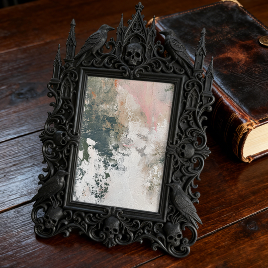 Chic Gothic Dark-style Photo Frame | Gothic Vintage Vinyl Repair Shop Decor, Photo Ornament, Dual-use Display, Retro Waterproof Plastic Fram