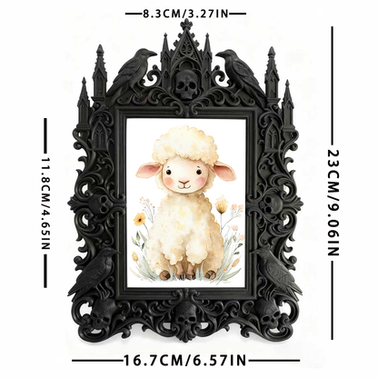 Rare Gothic Dark-style Photo Frame | Vampire Cosplay Wig Shop Display, Photo Ornament, Wall/Table Dual-use, High-gloss Waterproof Frame