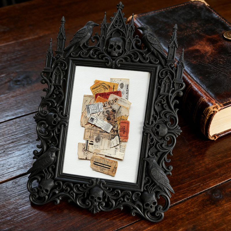 Sleek Gothic Dark-style Photo Frame | Dark Academia Fountain Pen Shop Decor, Photo Ornament, Wall-mountable & Tabletop, Minimalist Waterproo