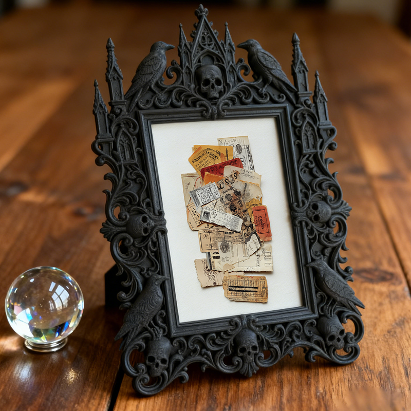 Sleek Gothic Dark-style Photo Frame | Dark Academia Fountain Pen Shop Decor, Photo Ornament, Wall-mountable & Tabletop, Minimalist Waterproo