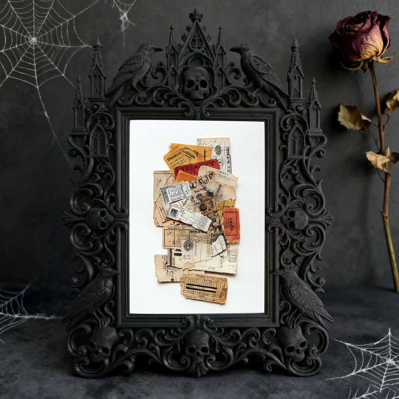 Sleek Gothic Dark-style Photo Frame | Dark Academia Fountain Pen Shop Decor, Photo Ornament, Wall-mountable & Tabletop, Minimalist Waterproo